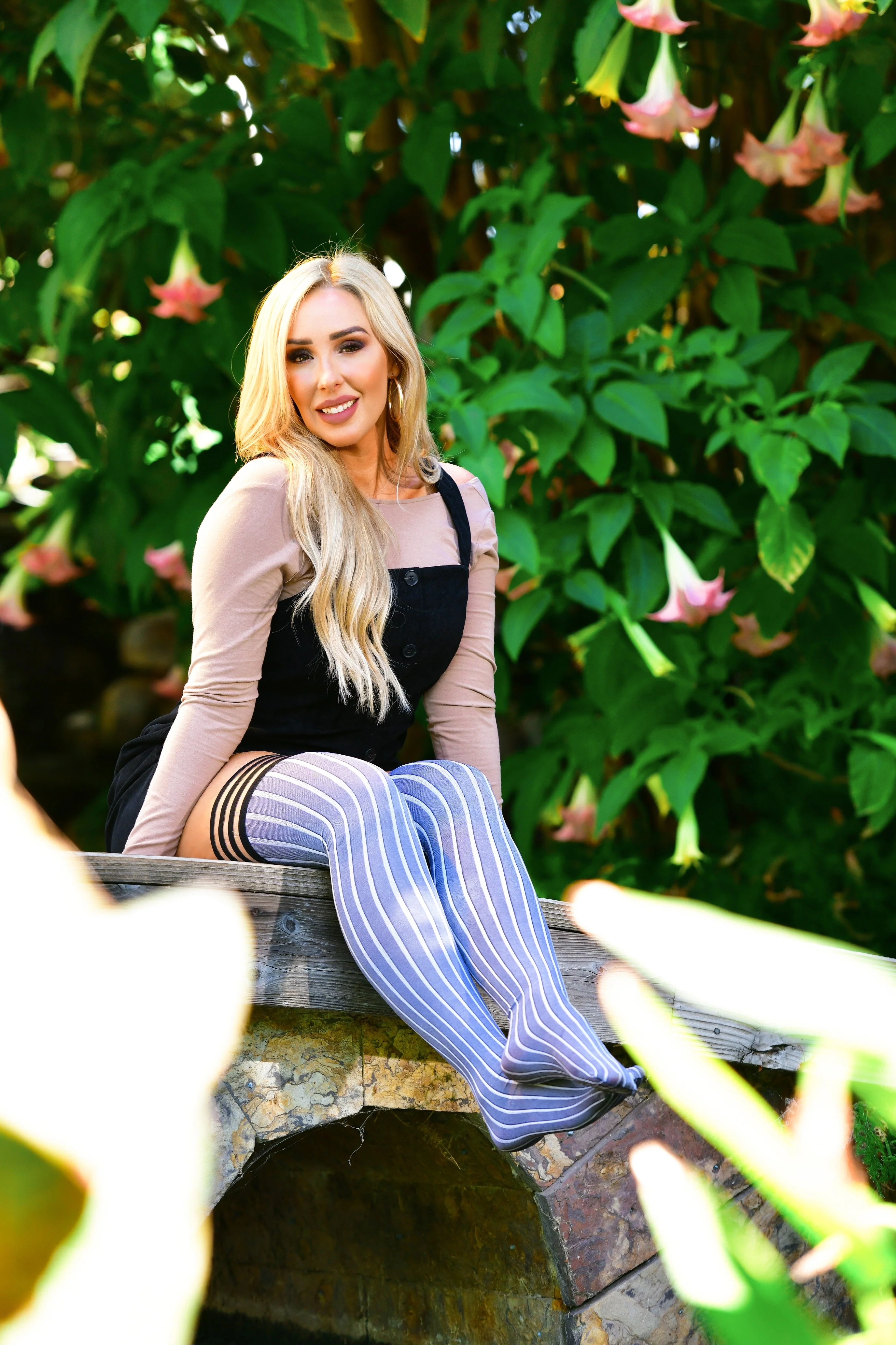 Annabelle: All Work, All Play Pinstripe Thigh Highs. Petite to Plus Size - Image 4