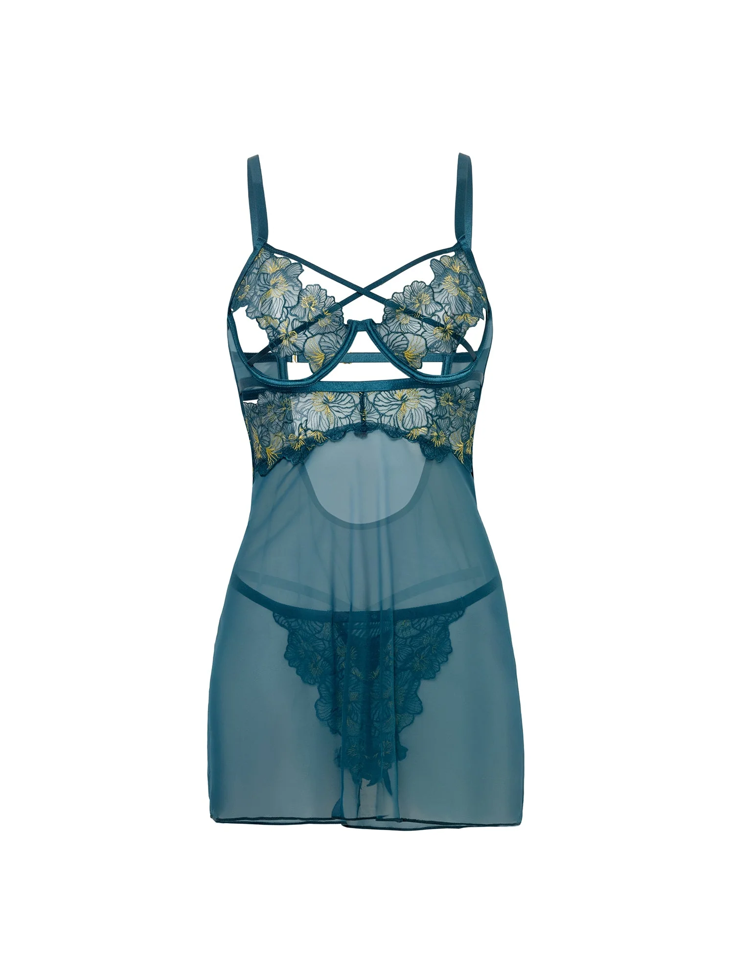 Daphne Strappy Embroidered Babydoll