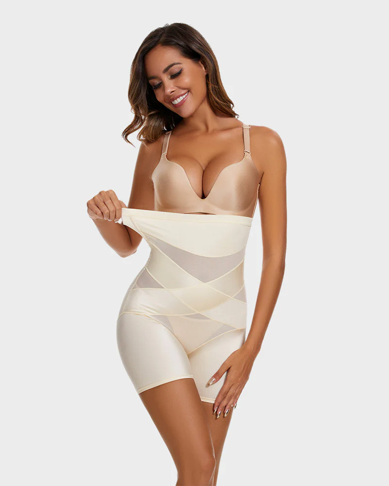 High Waist Cross Compression Mid-Thigh Shaping Shorts（2pcs ） - Image 10