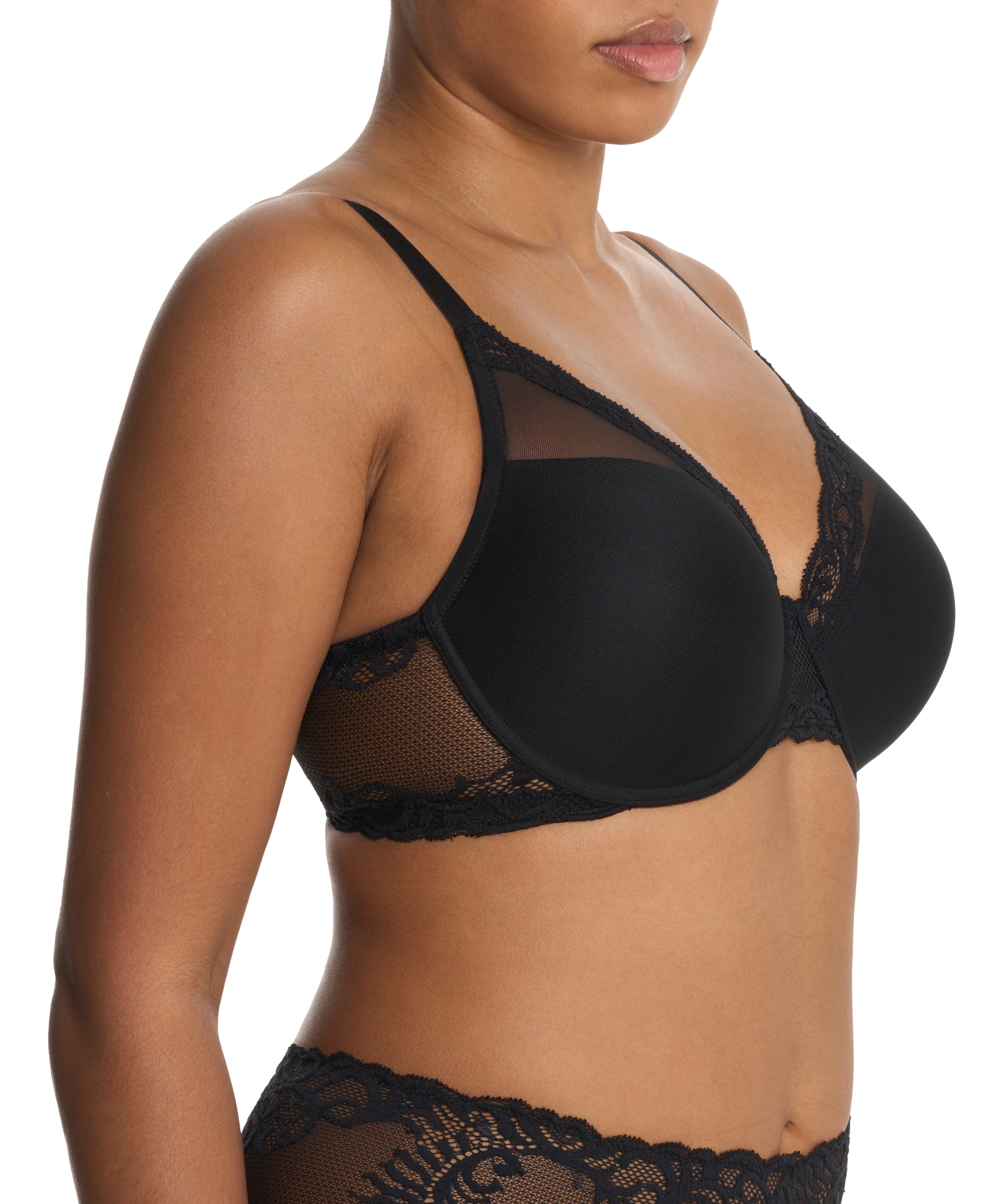 Feathers Lace Full Figure Plunge T-Shirt Bra - Image 3