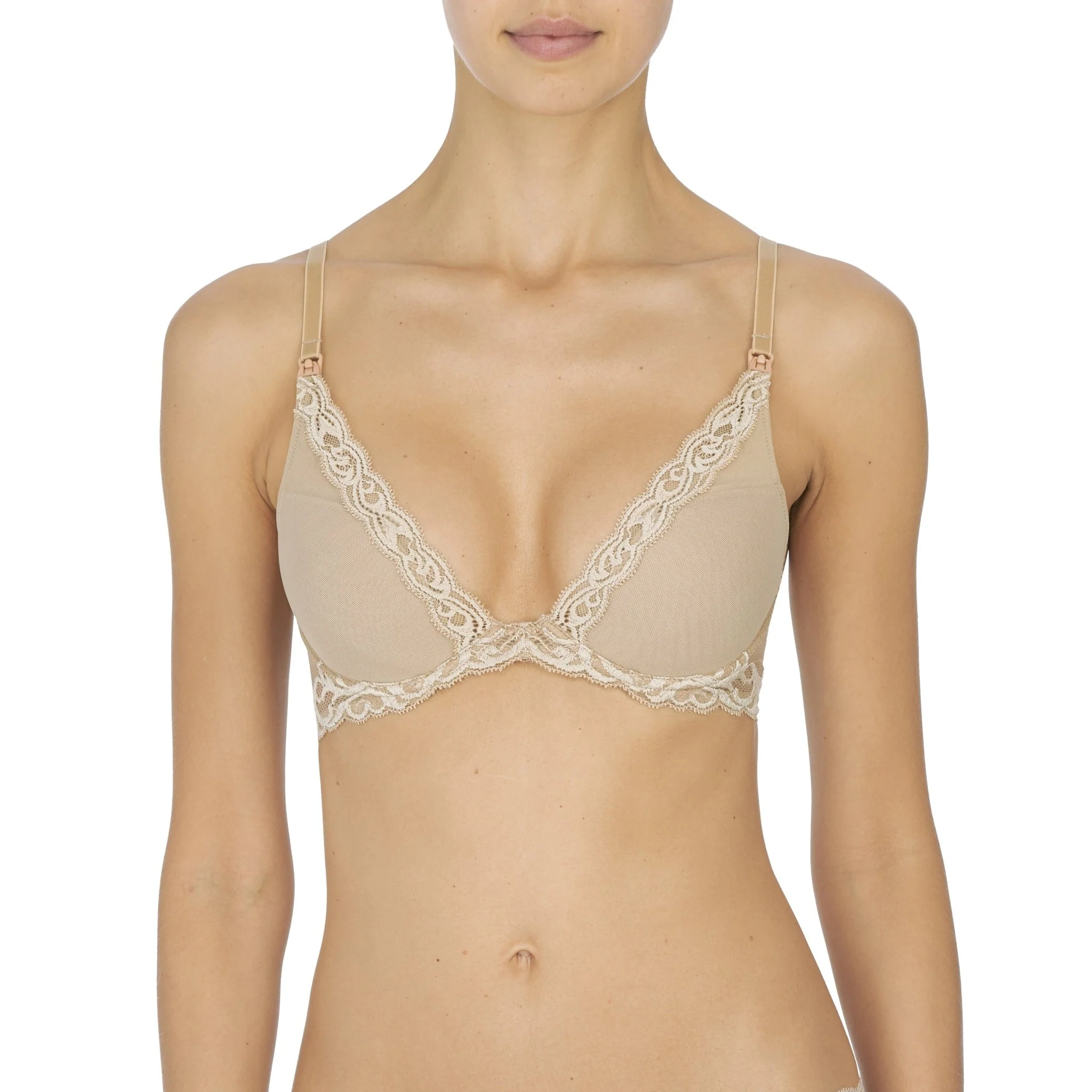 Feathers Lace Plunge Nursing T-Shirt Bra - Image 2