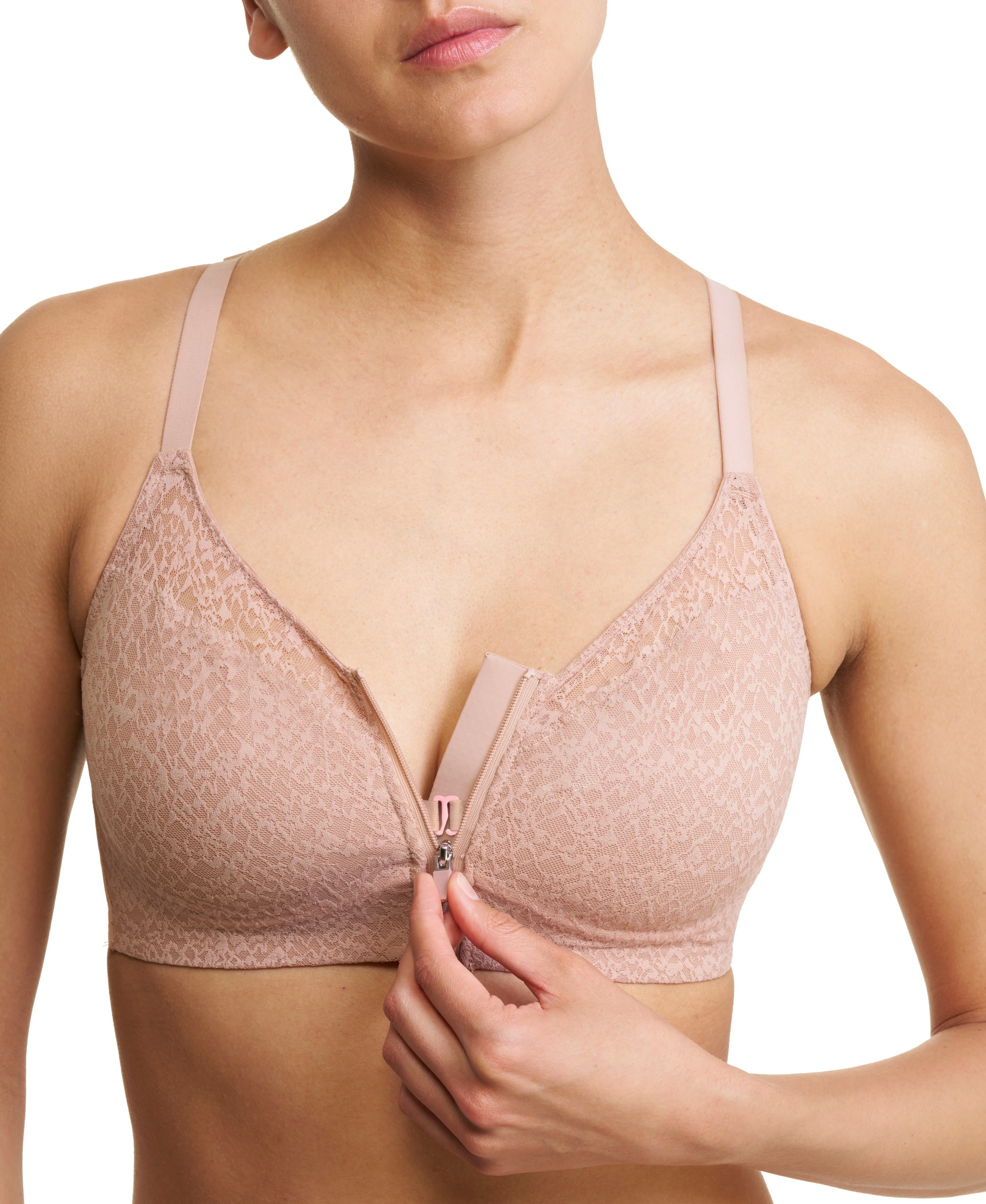 Pretty Smooth Zip Front Pocketed Mastectomy Wireless Bra - Image 4