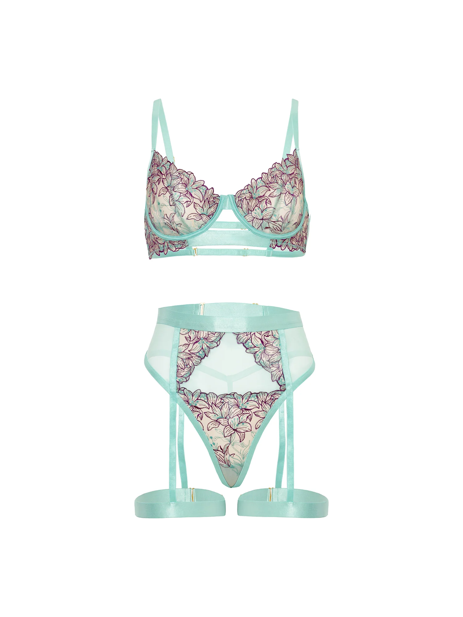Adaline Embroidered Bra Set