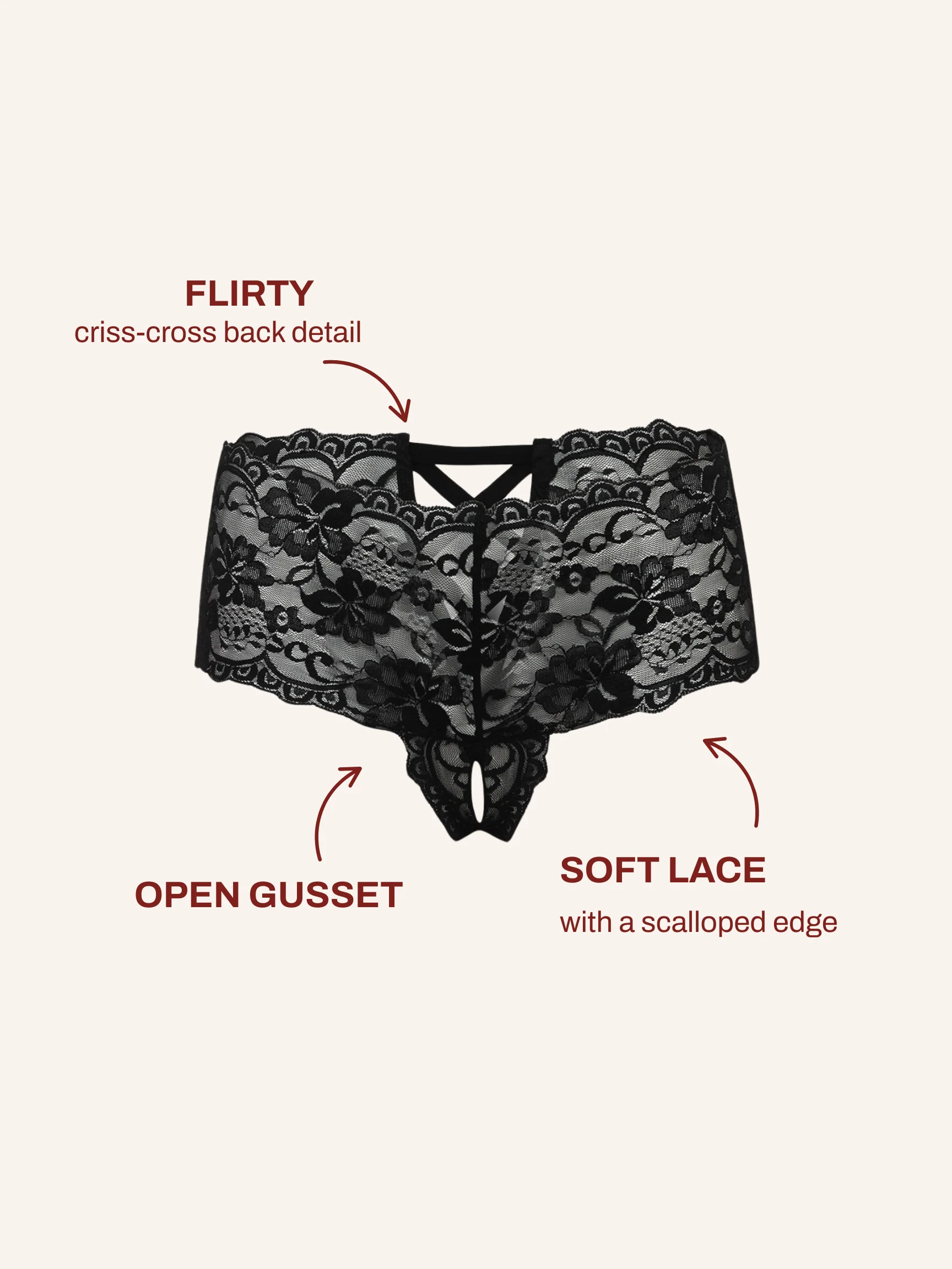 Curvy Good Night Kiss Lace Crotchless Boyshort - Image 2