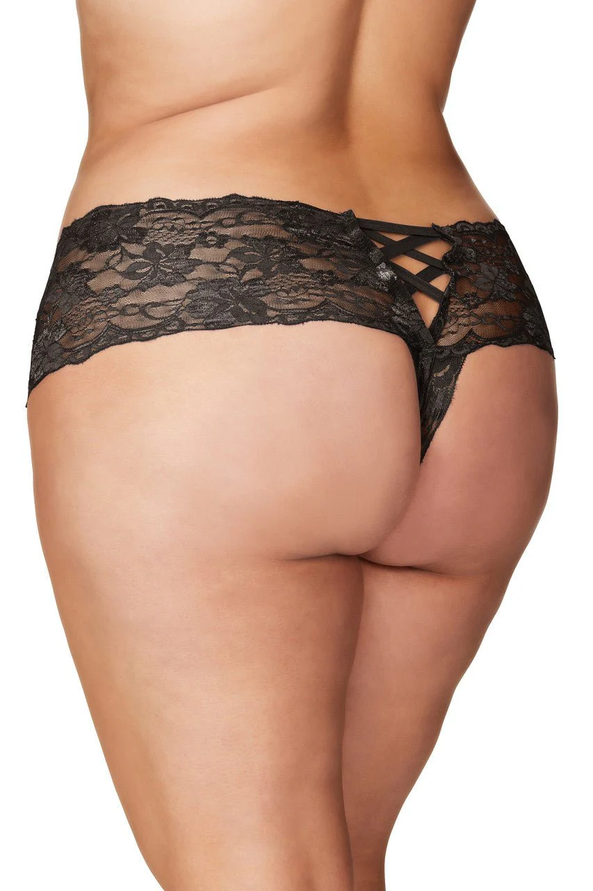Curvy Good Night Kiss Lace Crotchless Boyshort - Image 4