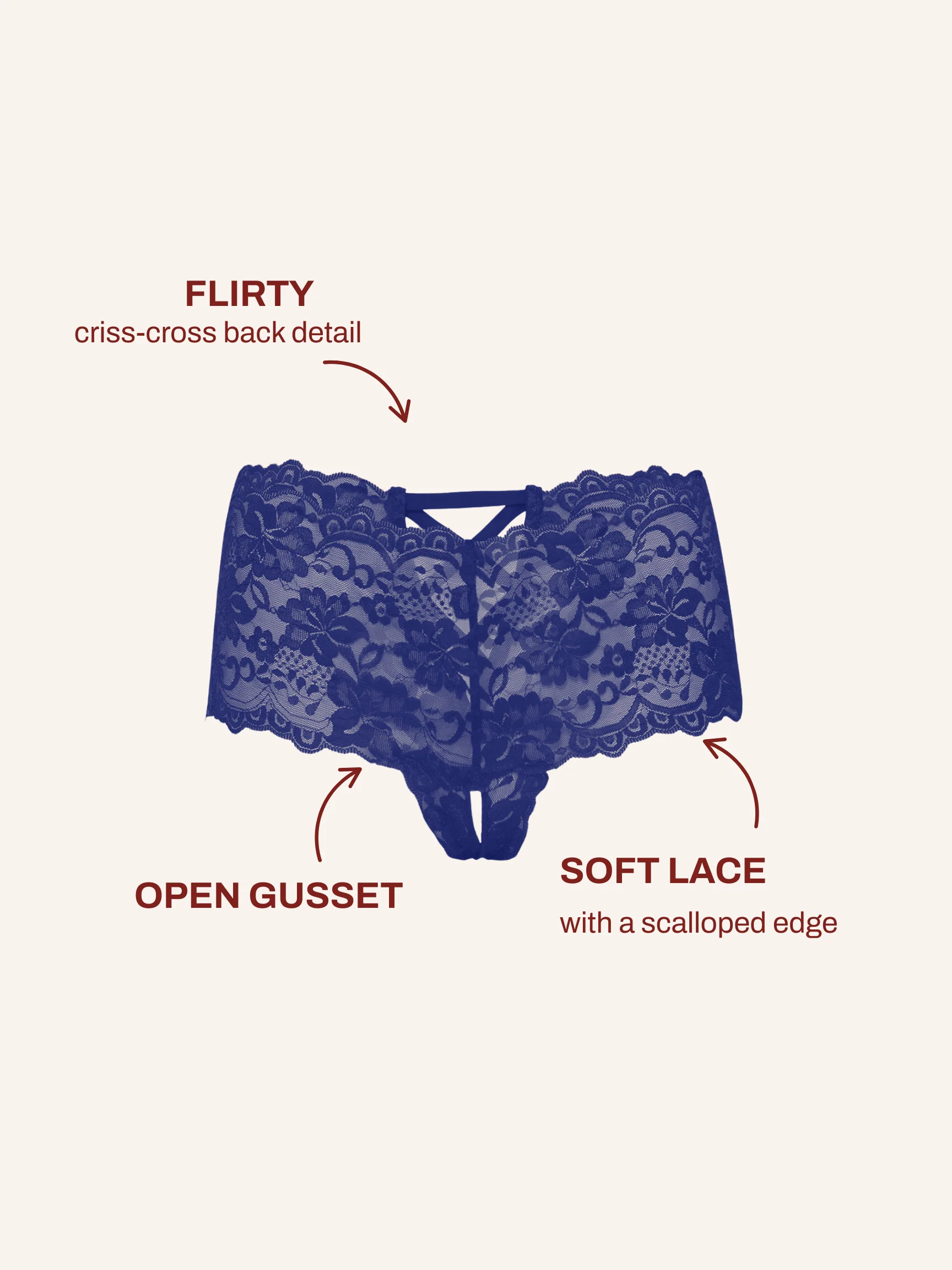 Curvy Good Night Kiss Lace Crotchless Boyshort - Image 2