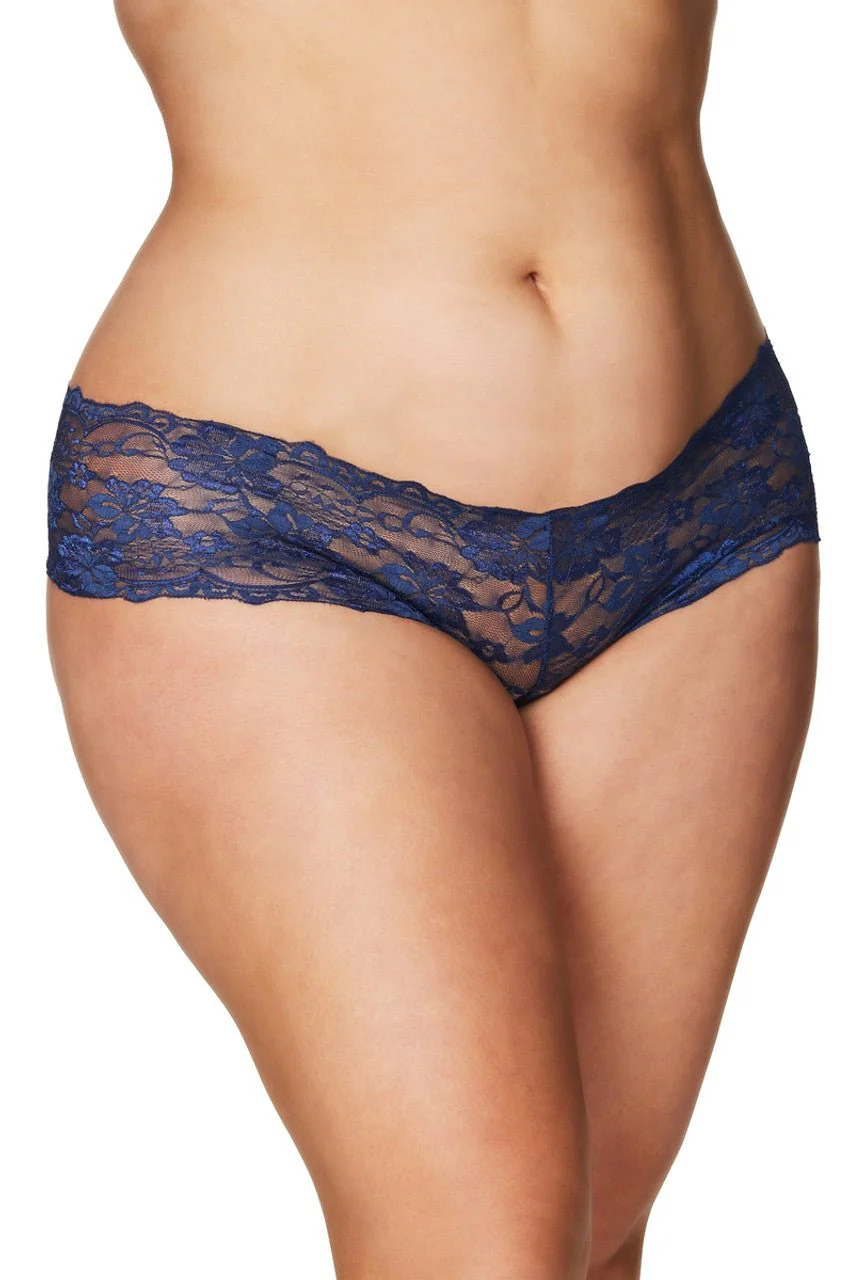 Curvy Good Night Kiss Lace Crotchless Boyshort - Image 3