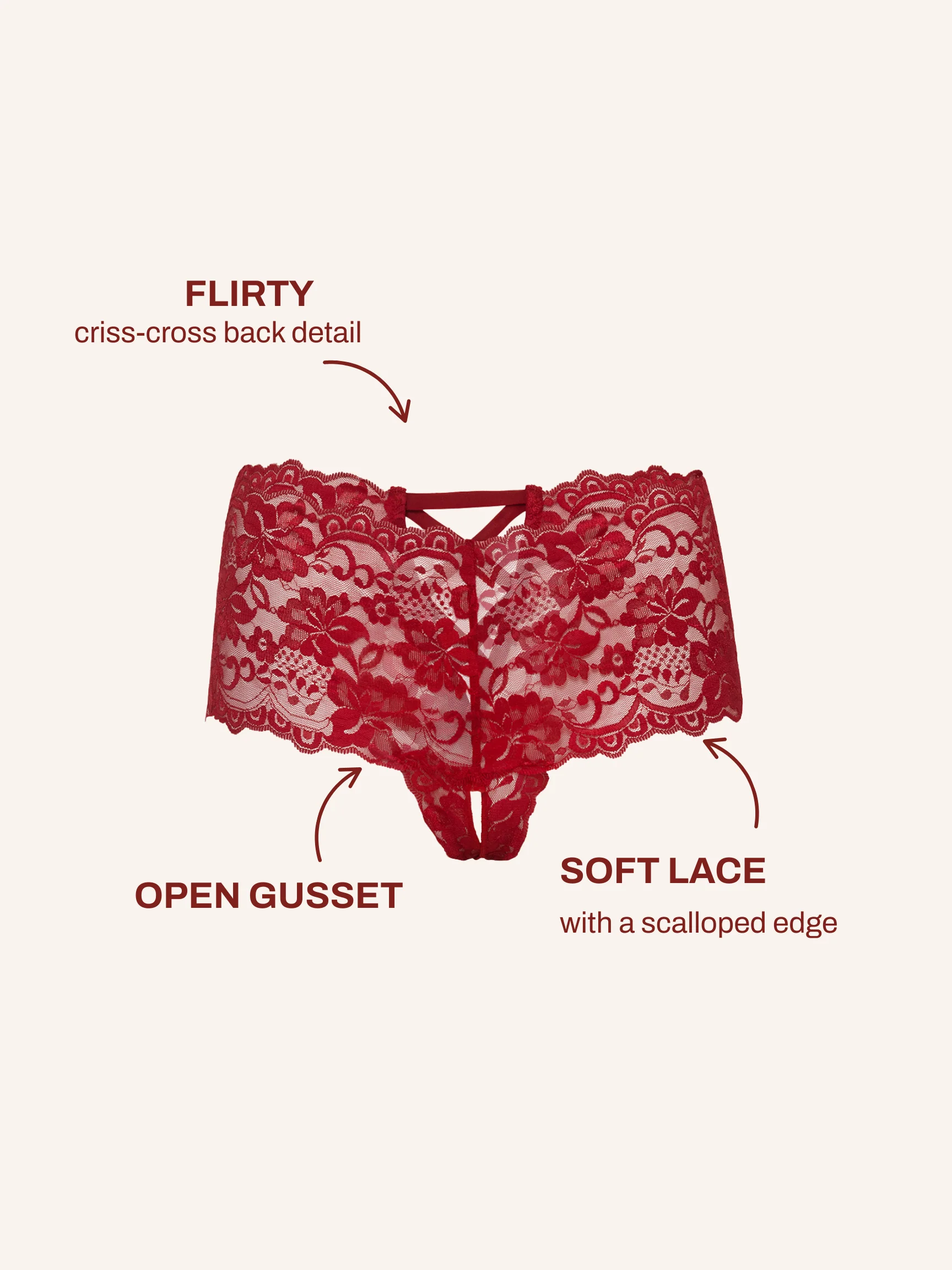 Curvy Good Night Kiss Lace Crotchless Boyshort - Image 2