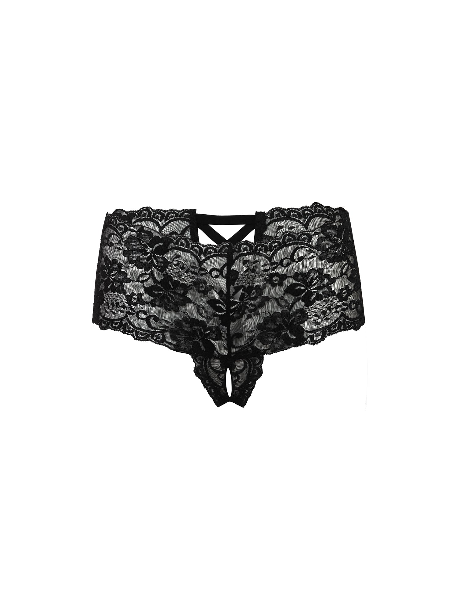 Good Night Kiss Lace Crotchless Boyshort