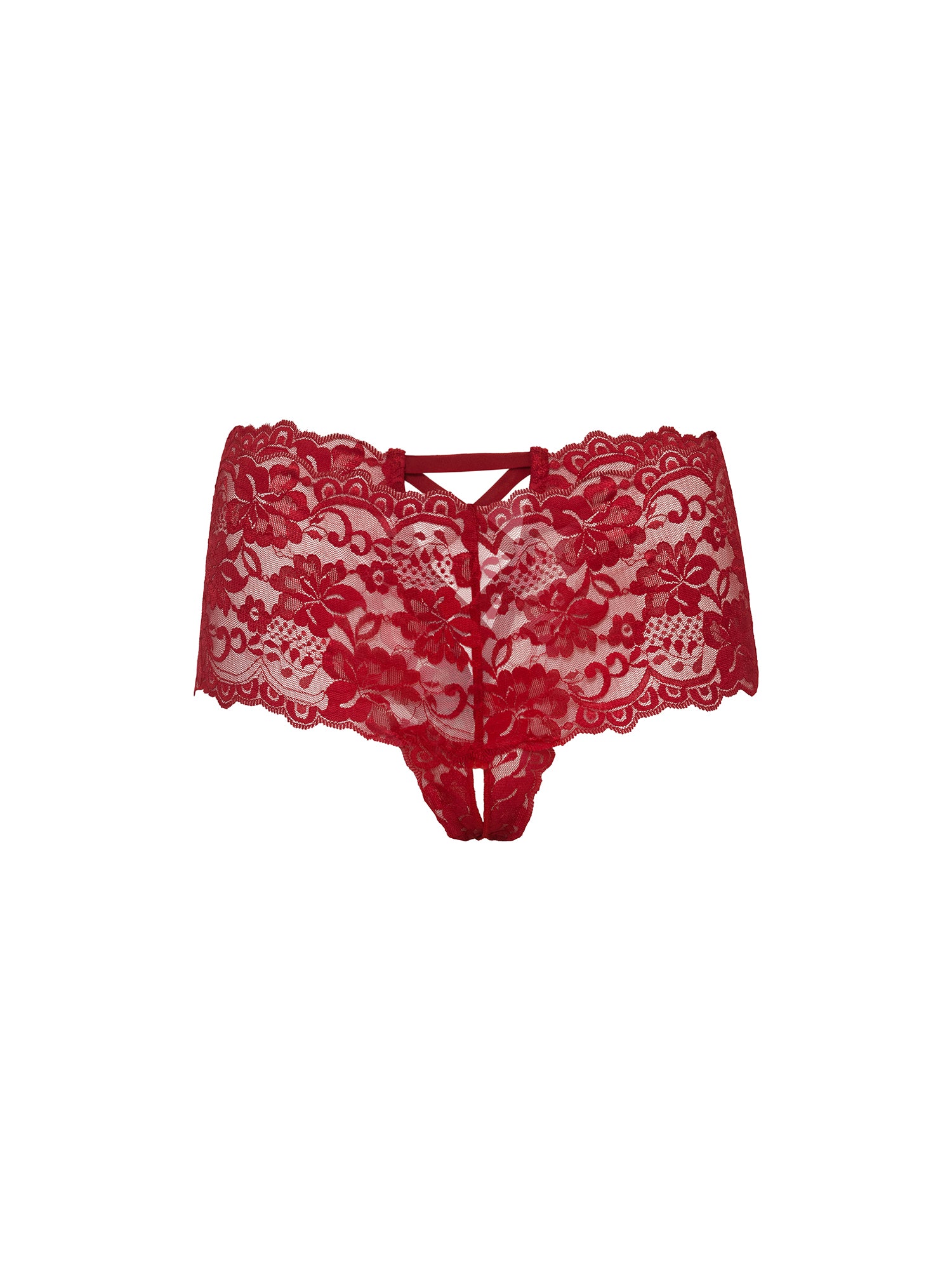 Good Night Kiss Lace Crotchless Boyshort