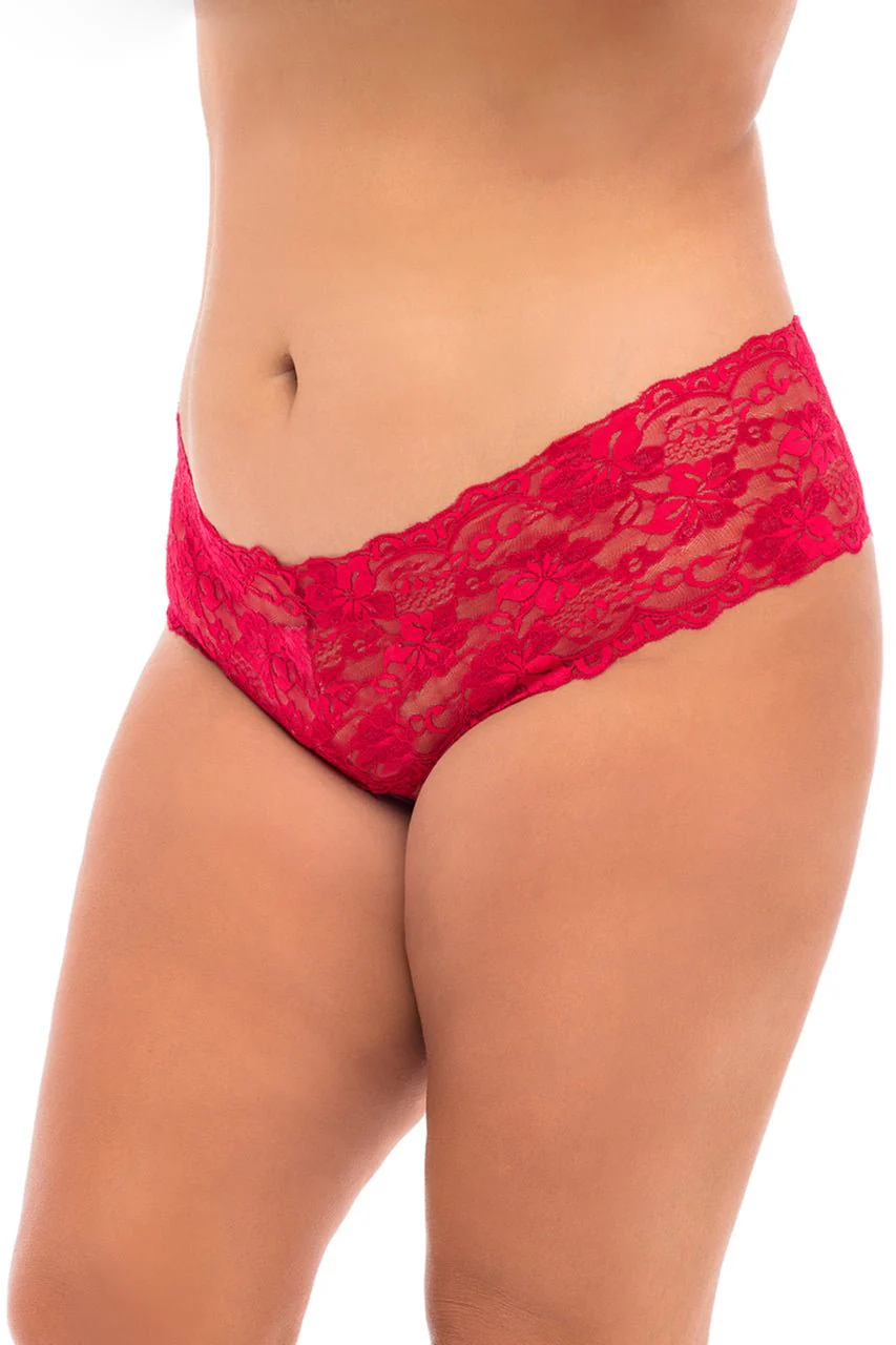 Curvy Good Night Kiss Lace Crotchless Boyshort - Image 3