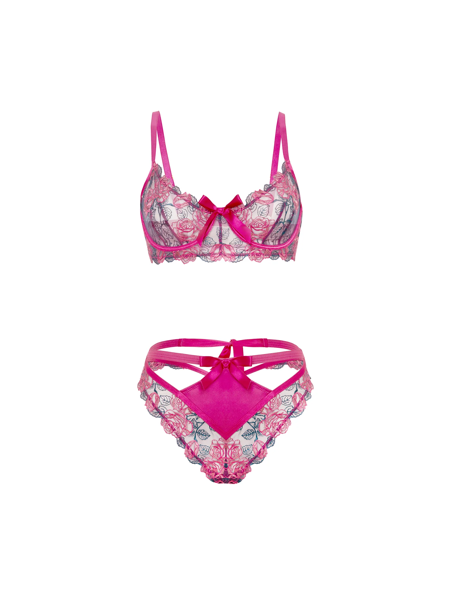 Rosie Embroidered Underwire Bra Set