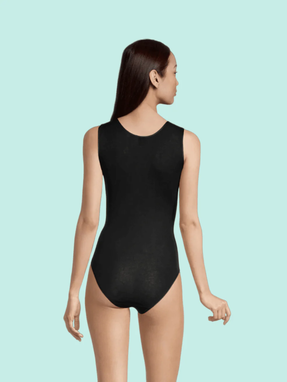 100% Cotton With Satin Bodysuit Scoopneck Tank - Image 2