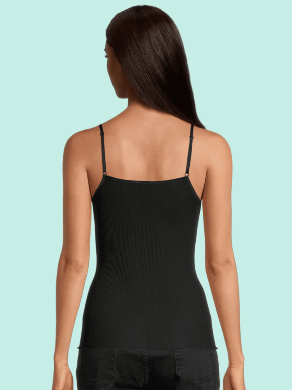 Lettuce Edge Ribbed Wool & Silk V-neck Camisole Top With Lace - Image 2