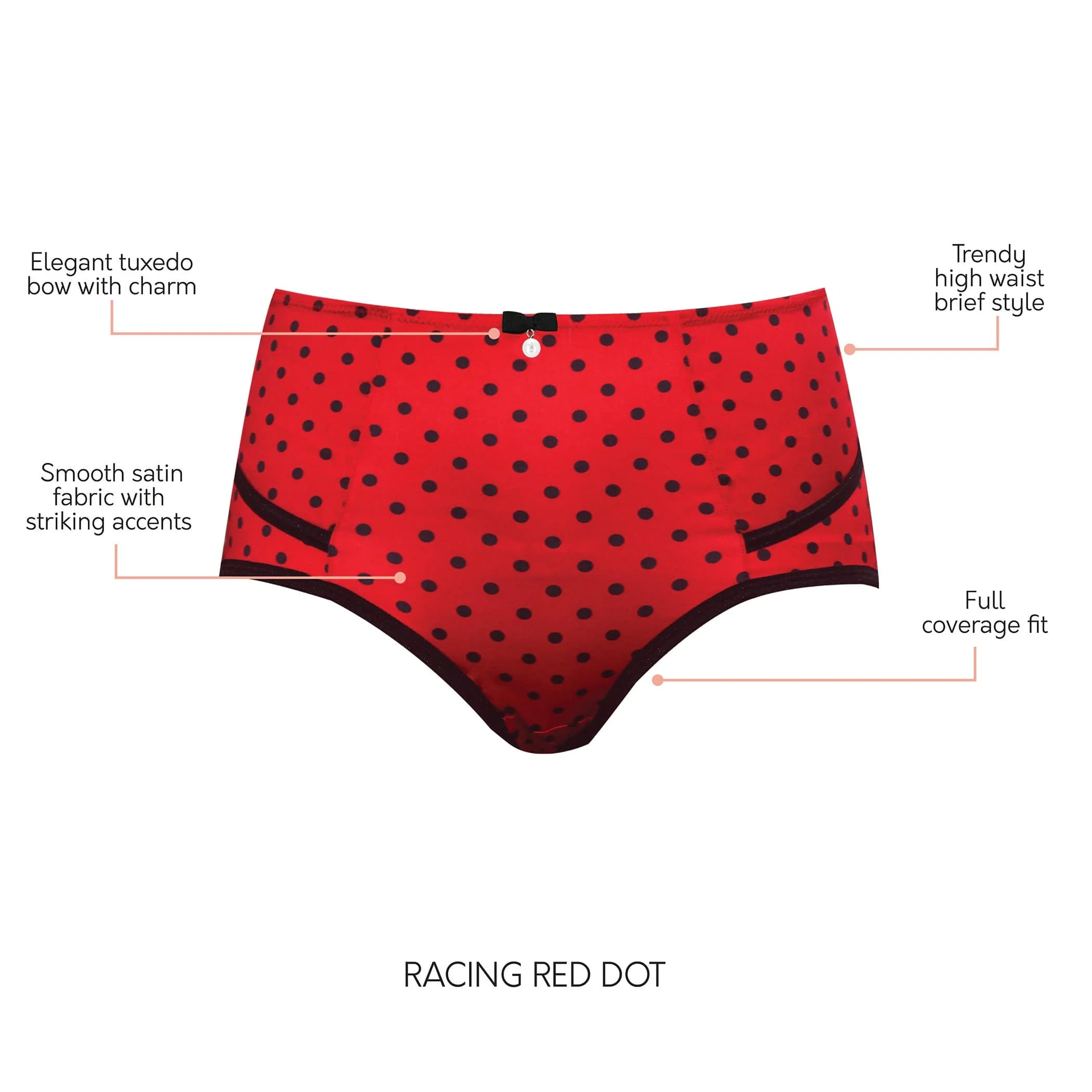 PARFAIT Charlotte 6917 Women's Full Figured Curvy High Waist Brief Vintage - Racing Red Dot - Image 4