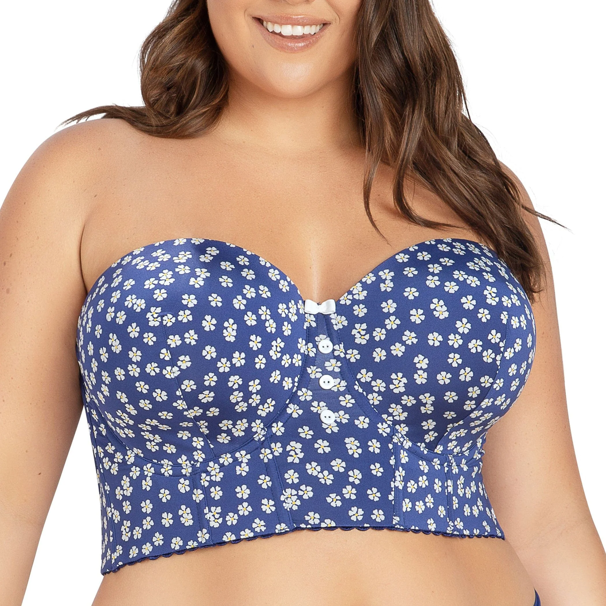 PARFAIT Dolly P50119 Women's Longline Strapless Bustier - Blue Daisy - Image 2