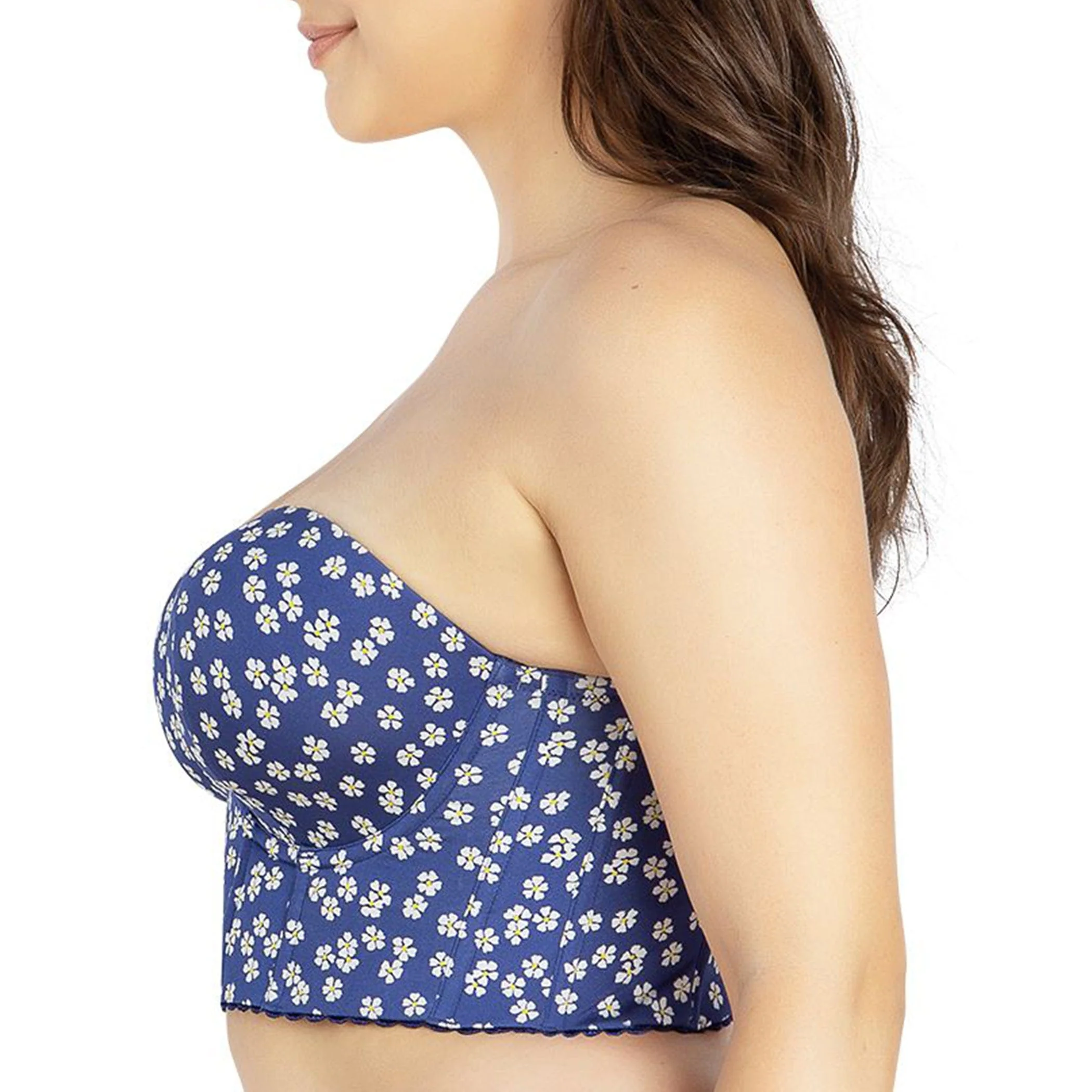 PARFAIT Dolly P50119 Women's Longline Strapless Bustier - Blue Daisy - Image 3