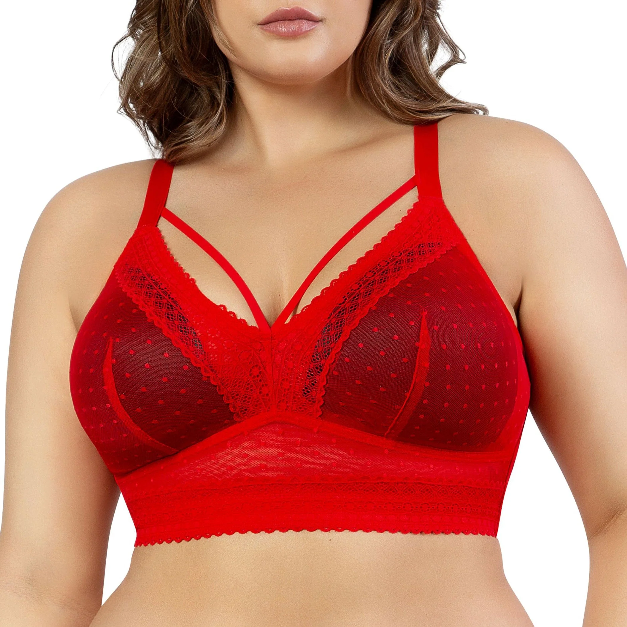 PARFAIT Mia Dot P6011 Women's Full Busted Lightly Padded Wire Free Bra - Racing Red - Image 2