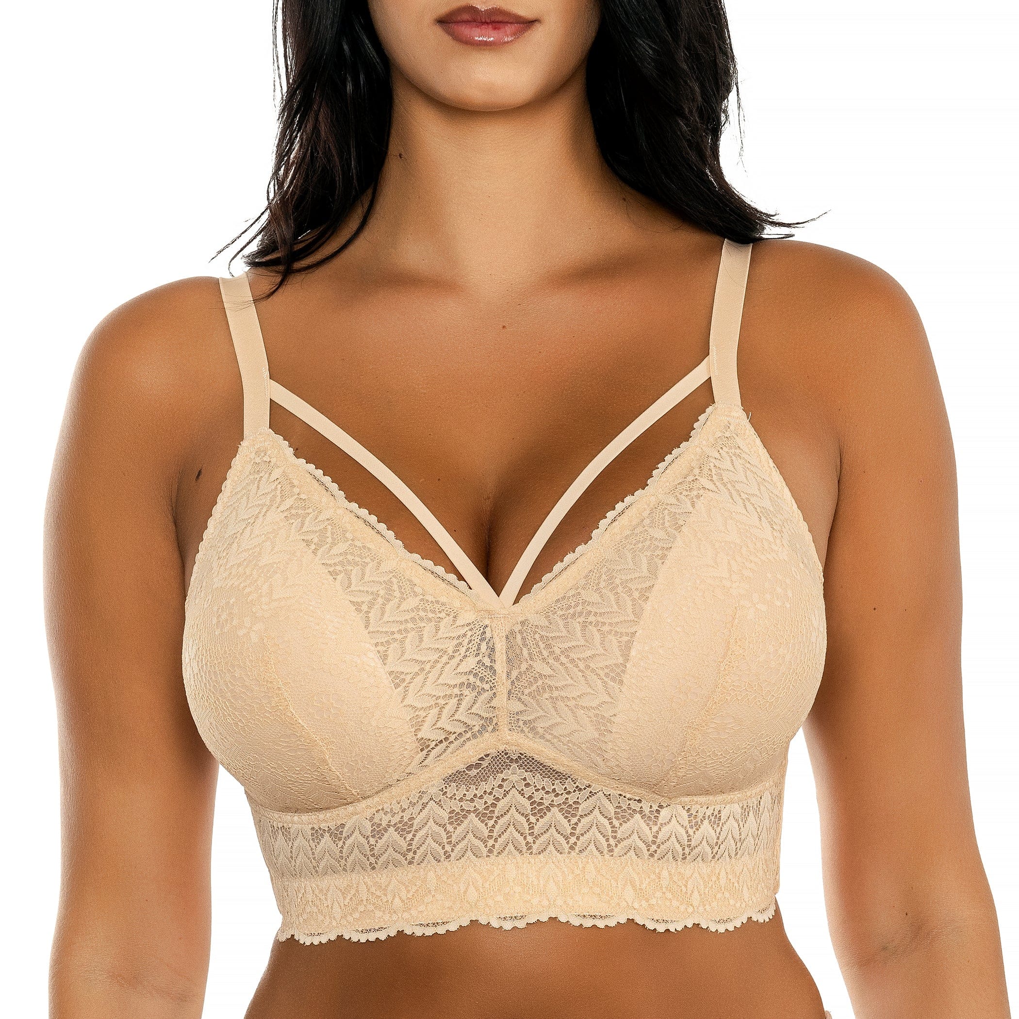 PARFAIT Mia Lace P5951 Women's Full Busted Lightly Padded Wire Free Bra - Bare