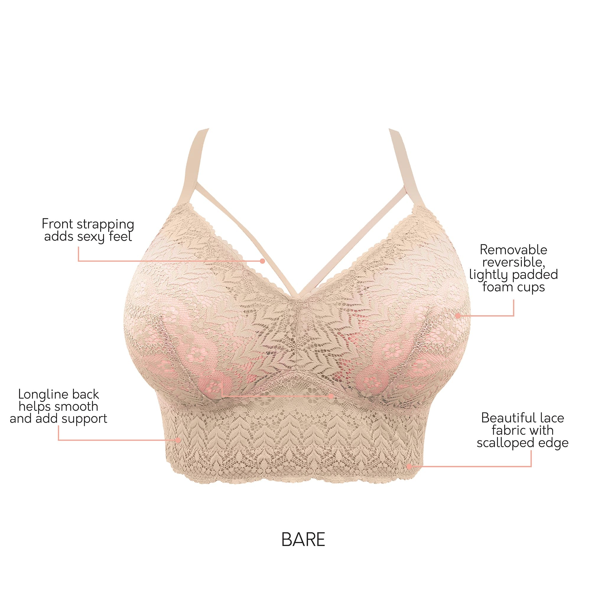 PARFAIT Mia Lace P5951 Women's Full Busted Lightly Padded Wire Free Bra - Bare - Image 5