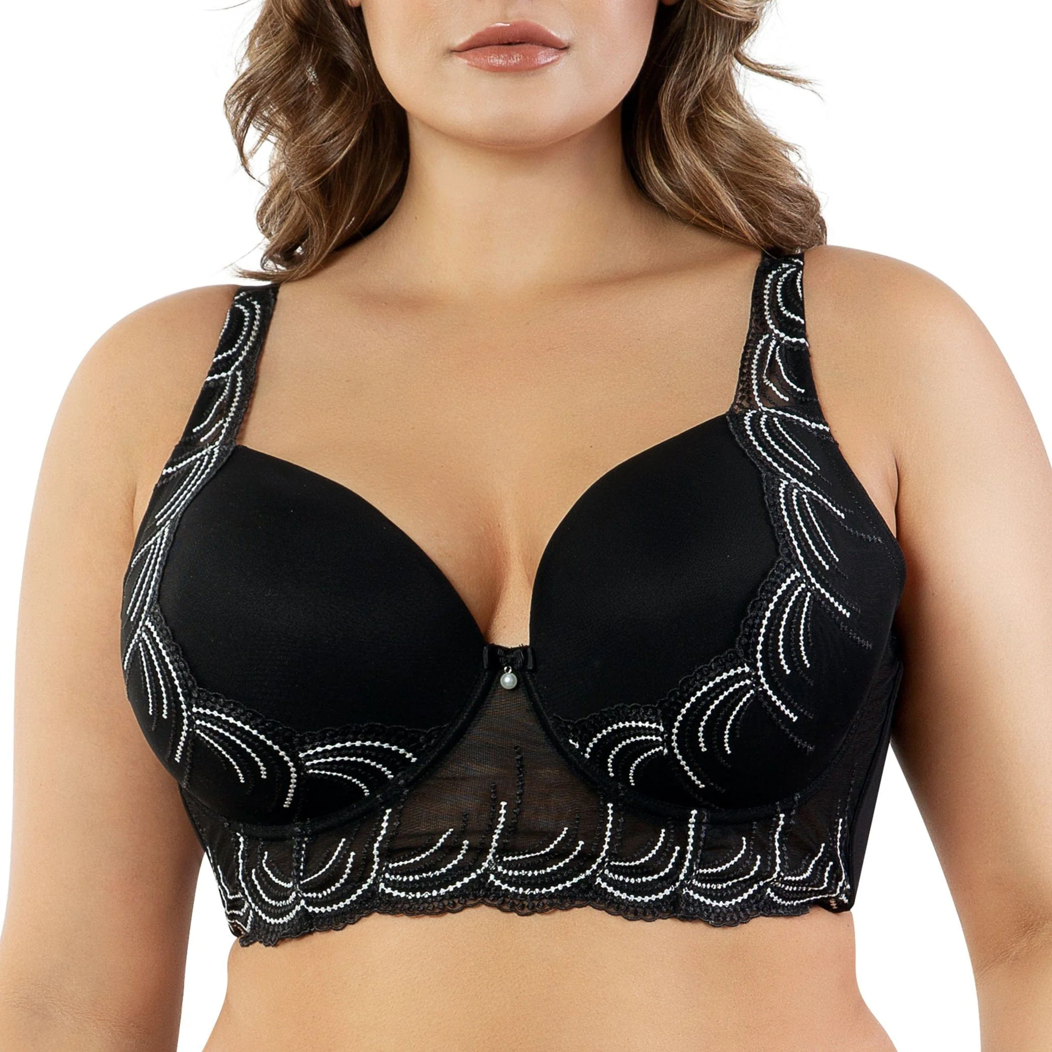PARFAIT Pearl P6091 Women's Longline Plunge Full Busted Bra - Black - Image 2