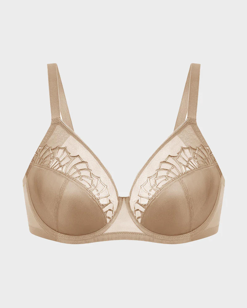 Plus-Size Pearl Shimmer Lace Minimizer Bra - Image 5