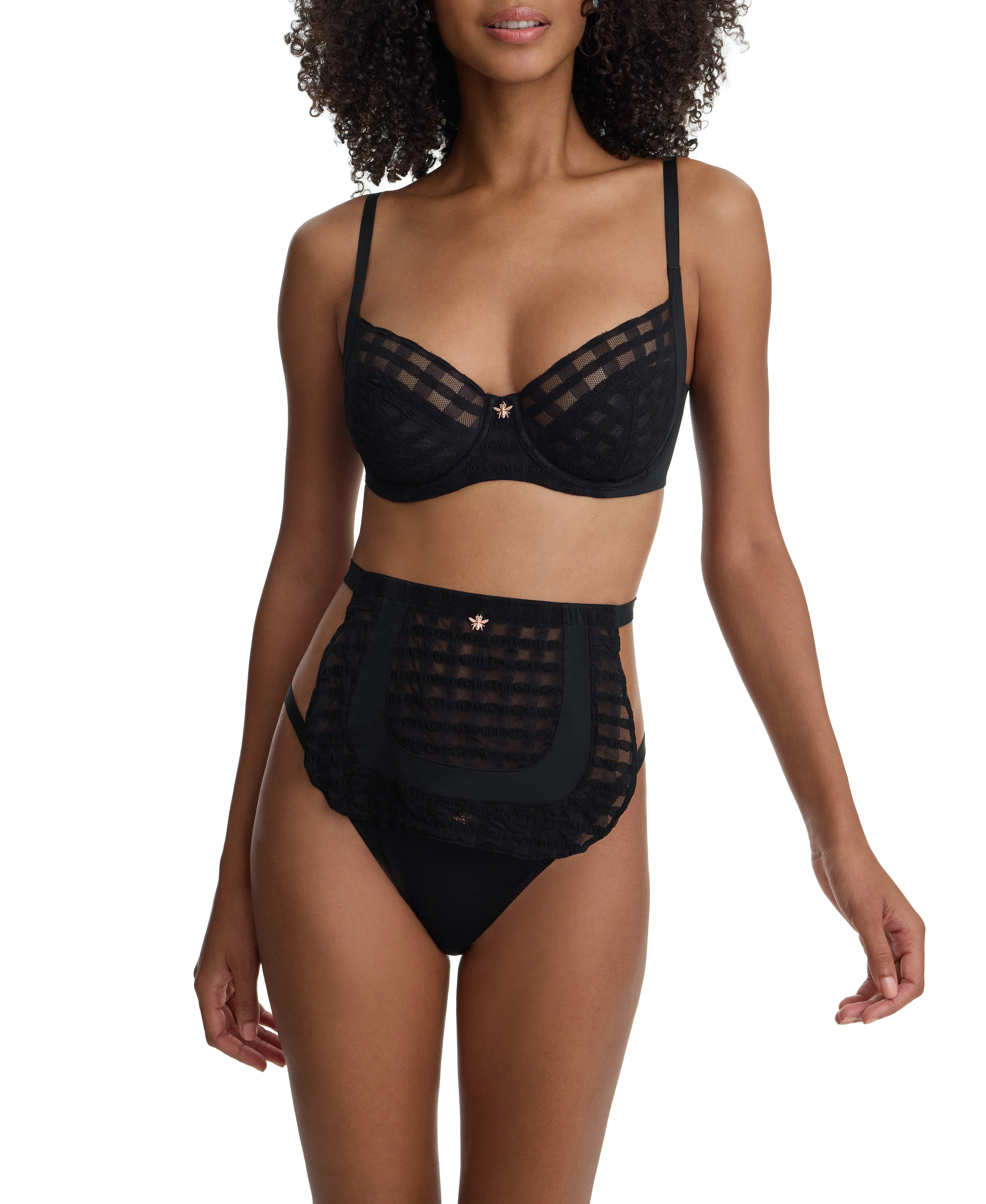 Bonbon Full Coverage Gingham Lace Bra - Image 5