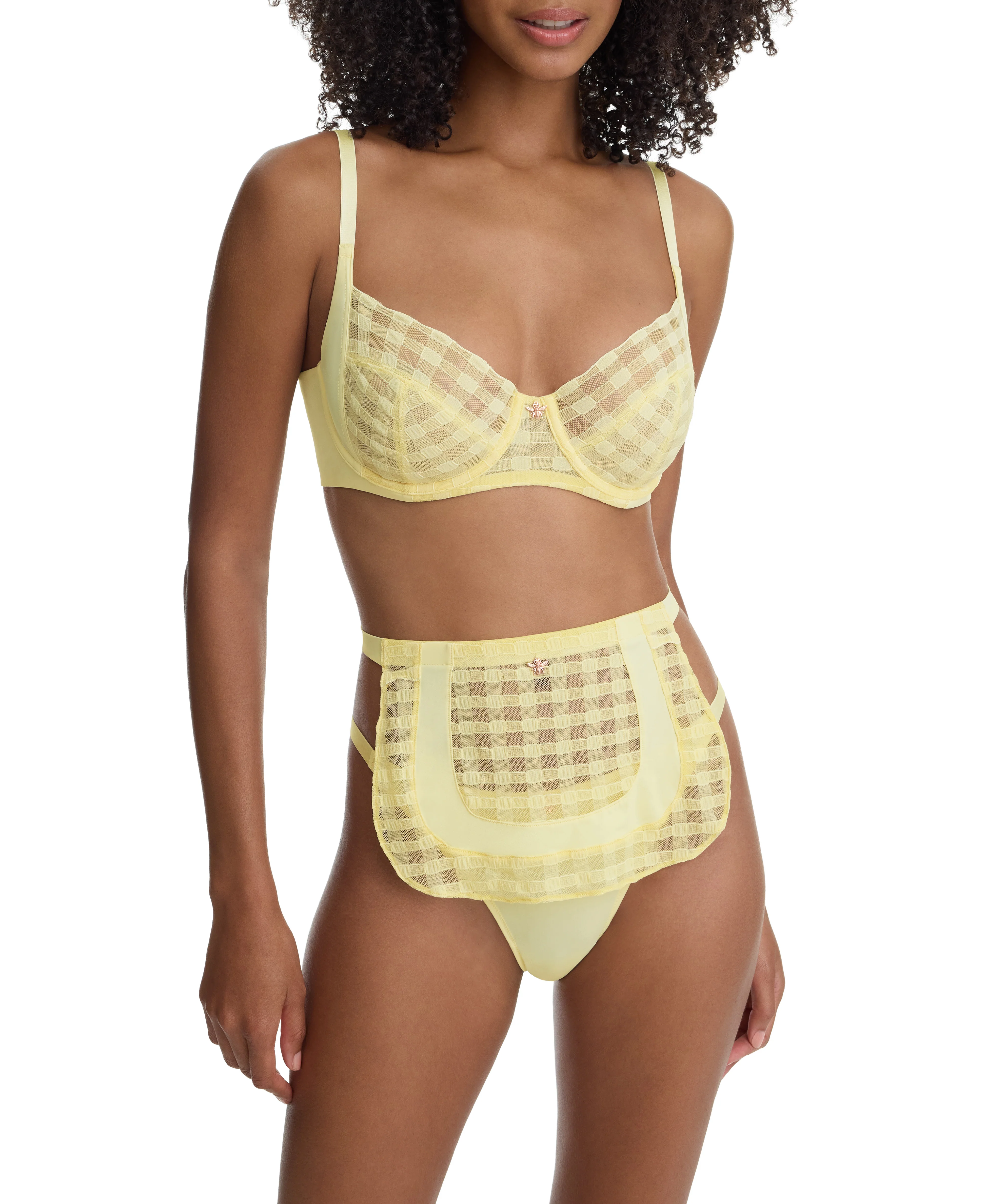 Bonbon Full Coverage Gingham Lace Bra - Image 7